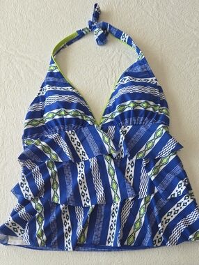 NWOT Kim Rogers White, Green and Royal Blue Tankini